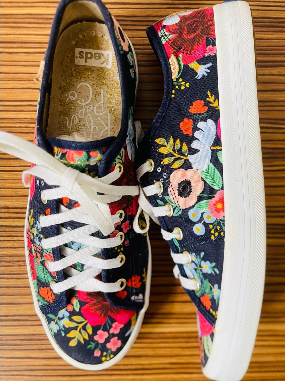 Keds Navy Floral Canvas Low-Top Sneakers with White Laces (8)